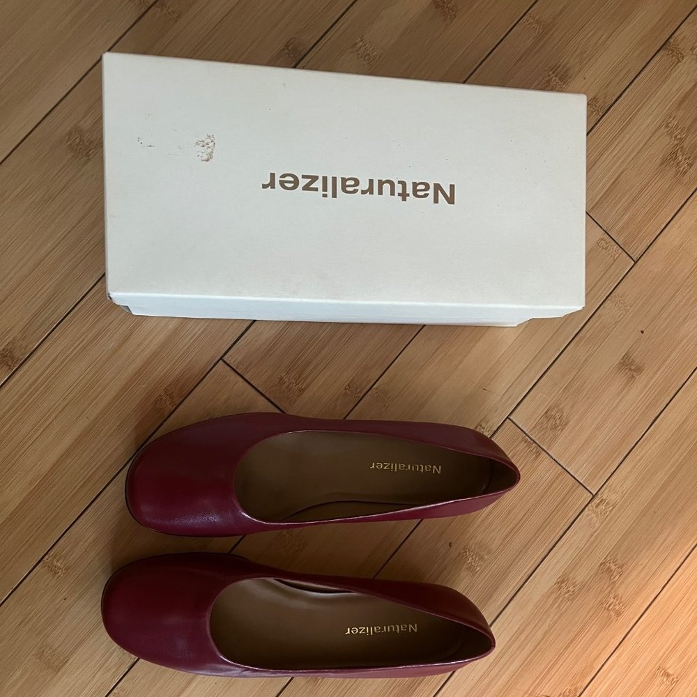 naturalizer tickle red leather flats